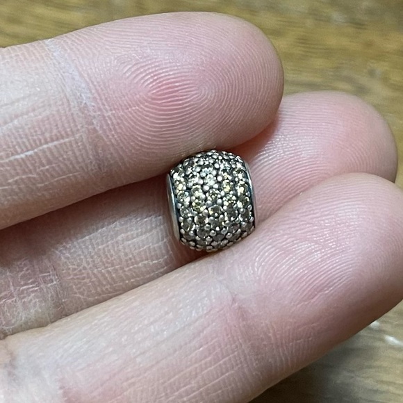 Retired Pandora Golden Pavé Charm Yellow CZ Sterling Bead Charm - Picture 4 of 9